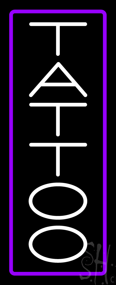 Everything Neon  Vertical Tattoo with Border LED Neon Sign 24 x 10 - inches