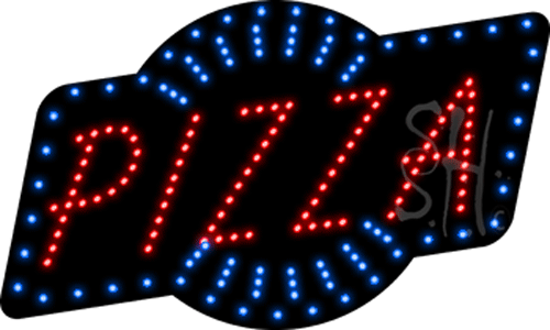 18 x 30 x 1 in. Pizza Animated LED Sign - Blue, Red & White -  Altruismo, AL1748380