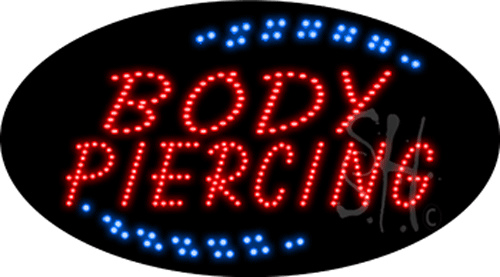 Everything Neon L100-7715 Body Piercing Animated LED Sign 15" Tall x 27" Wide x 1" Deep -  The Sign Store