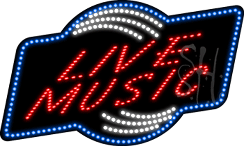 Everything Neon L100-9077 Live Music Animated LED Sign 18" Tall x 30" Wide x 1" Deep -  The Sign Store
