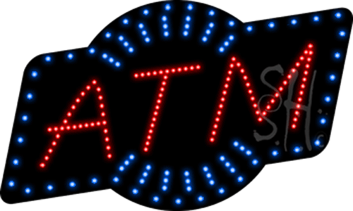 18 x 30 x 1 in. ATM Cash Animated LED Sign - Blue, Red & White -  Altruismo, AL2092736