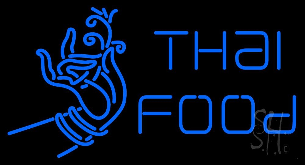 Everything Neon N105-2153 Blue Thai Food Logo LED Neon Sign 13 x 24 - inches -  The Sign Store