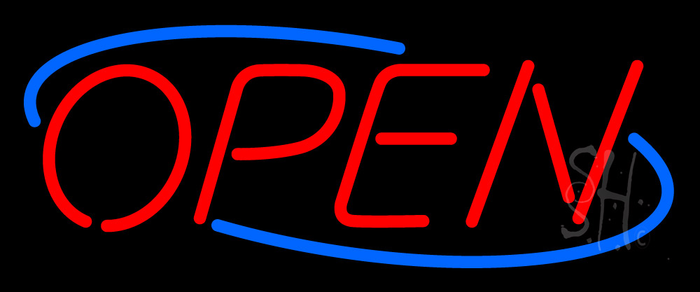 Everything Neon  Open Blue Deco Style LED Neon Sign 6 x 15 - inches