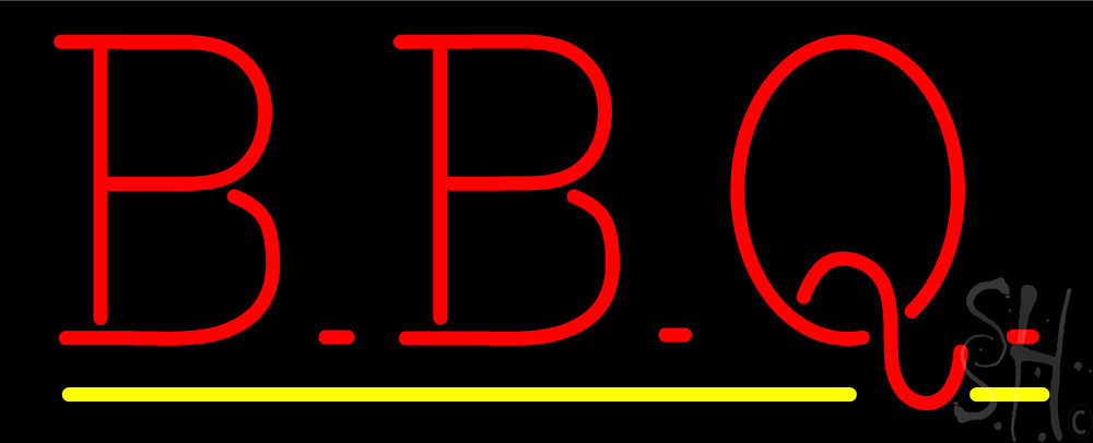 Everything Neon  Red BBQ Yellow Line LED Neon Sign 10 x 24 - inches