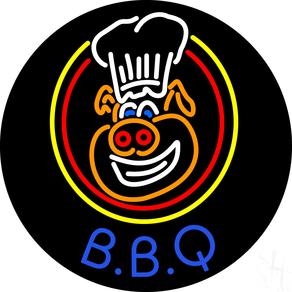Everything Neon  Blue BBQ Pig Logo LED Neon Sign 18 x 18 - inches