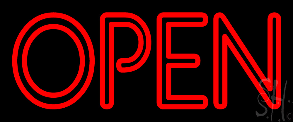Everything Neon  Red Double Stroke Open LED Neon Sign 6 x 15 - inches