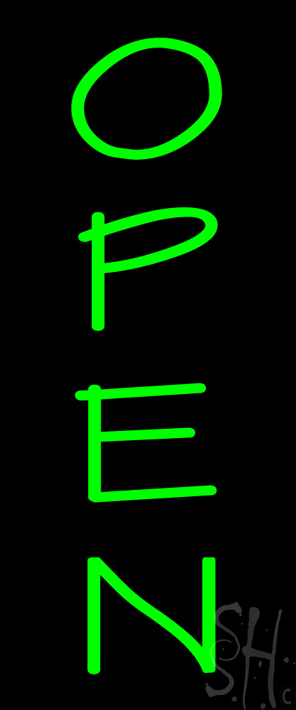 Everything Neon N500-2517 Vertical Green Open LED Neon Sign 15 x 6 - inches