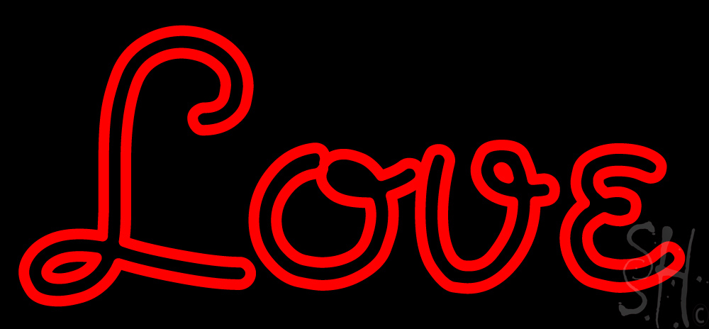 Everything Neon  Red Double Stroke Love LED Neon Sign 13" Tall x 28" Wide