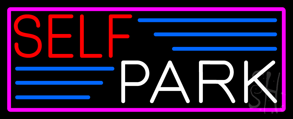 Everything Neon  Self Park With Pink Border LED Neon Sign 10 x 24 - inches