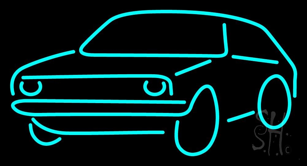 20 x 37 in. Turquoise Car Logo Neon Sign - Turquoise