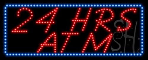 Everything Neon L100-7334 24 hrs ATM Animated LED Sign 13" Tall x 32" Wide x 1" Deep -  The Sign Store