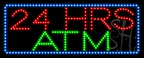 Everything Neon L100-7336 24 hrs ATM Animated LED Sign 13" Tall x 32" Wide x 1" Deep -  The Sign Store