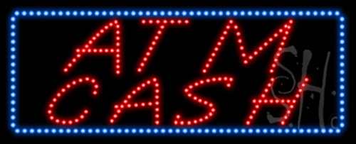 Everything Neon L100-7341 ATM Cash Animated LED Sign 13" Tall x 32" Wide x 1" Deep -  The Sign Store