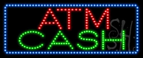 Everything Neon L100-7343 ATM Cash Animated LED Sign 13" Tall x 32" Wide x 1" Deep -  The Sign Store