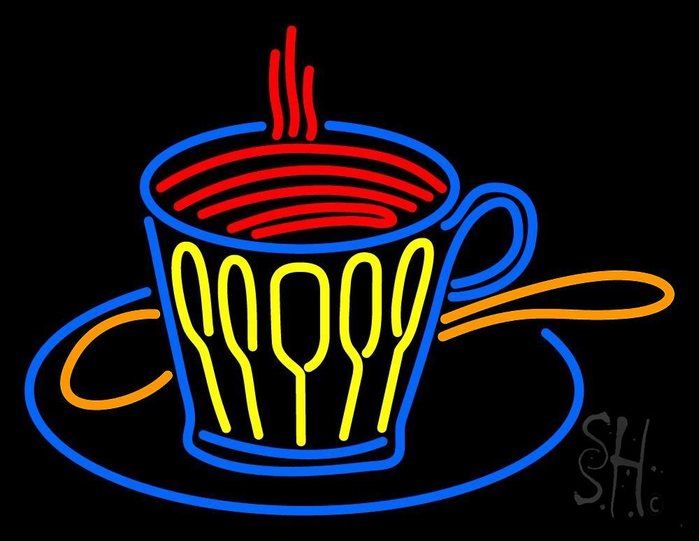 Everything Neon  Coffee Glass With Spoon LED Neon Sign 15 x 19 - inches