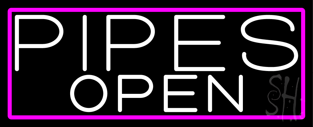 Everything Neon N105-17083 White Pipes Open With Pink Border LED Neon Sign 10 x 24 - inches