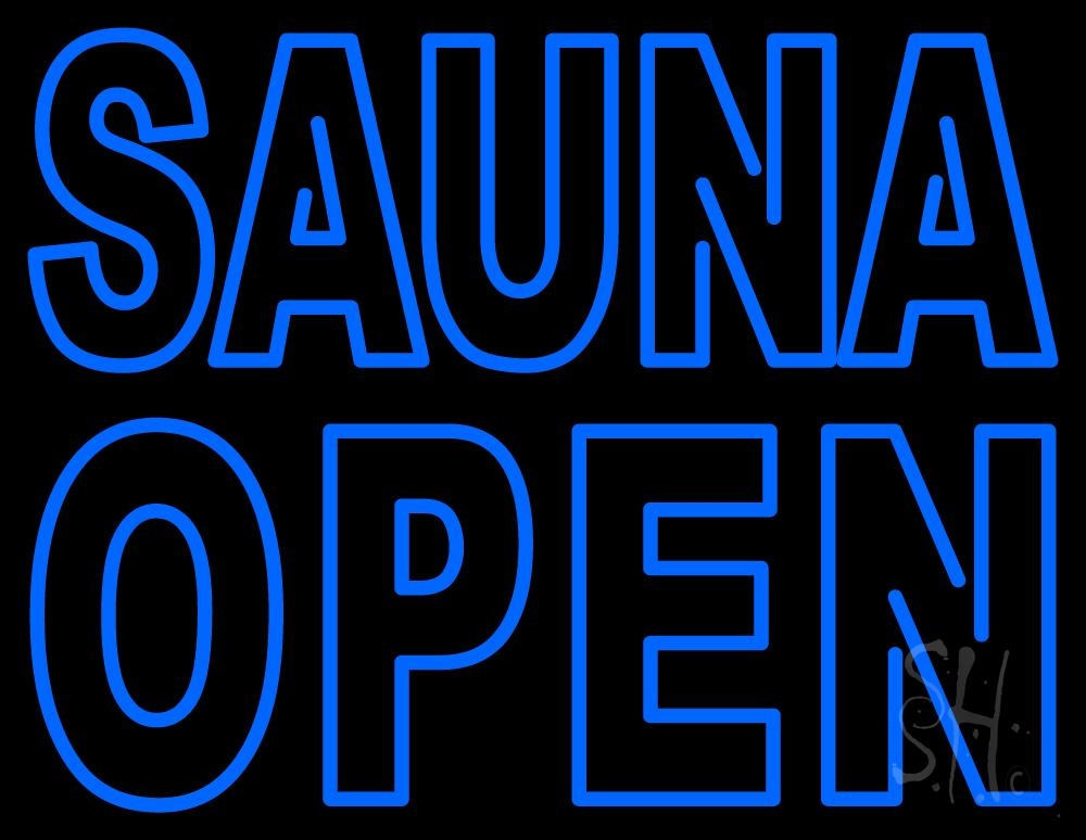 N105-2929-clear Double Stroke Sauna Open Clear Backing Neon Sign - Blue - 24 in. Tall x 31 in. Wide