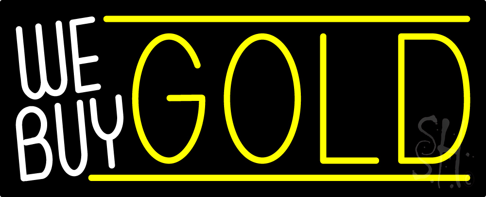 N105-2960-clear We Buy Gold 1 Clear Backing Neon Sign - White & Yellow - 13 in. Tall x 32 in. Wide