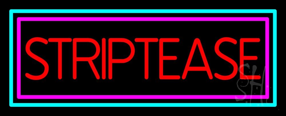 N105-1587-clear Striptease Clear Backing Neon Sign - Red, Turquoise & Pink - 13 in. Tall x 32 in. Wide