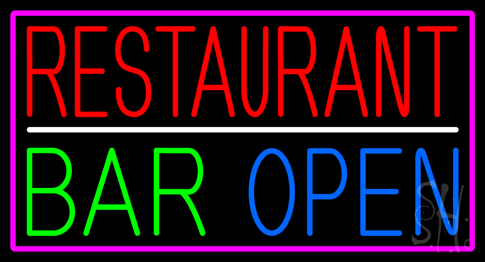 N105-16047-clear Restaurant Bar Open Clear Backing Neon Sign - Multi Color - 20 in. Tall x 37 in. Wide