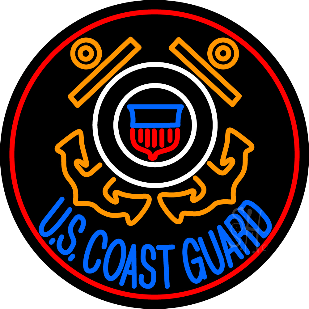 Us Coast Guard Logo Clear Backing Neon Sign - Red, Blue, Orange & White - 26 in. Tall x 26 in. Wide
