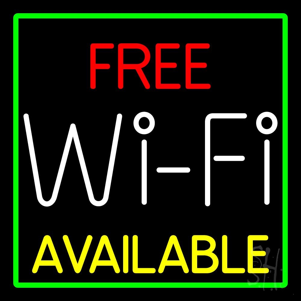 N105-5323-clear Free Wifi Available Block Clear Backing Neon Sign - Multi Color - 24 in. Tall x 24 in. Wide