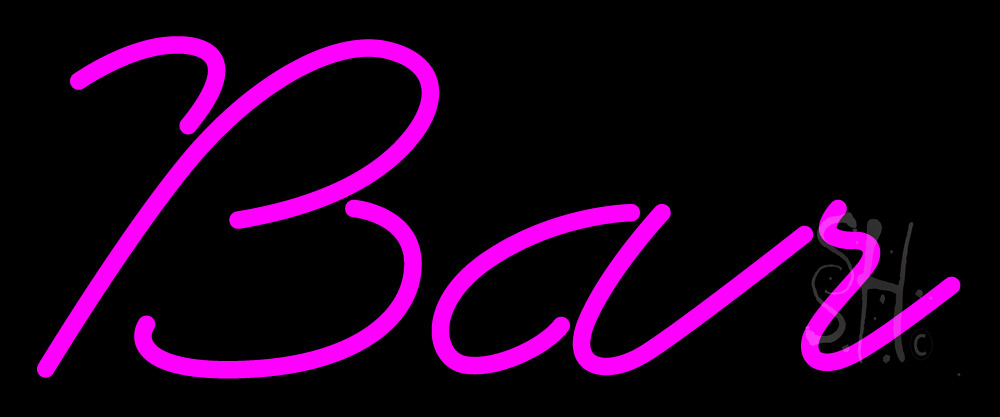 Cursive Bar Clear Backing Neon Sign - Pink - 10 in. Tall x 24 in. Wide