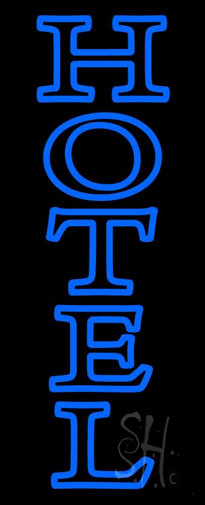 N105-0934-clear Vertical Double Stroke Hotel Clear Backing Neon Sign - Blue - 13 in. Tall x 32 in. Wide