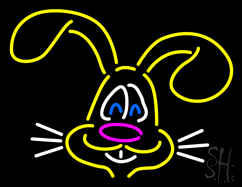 N105-18918-clear Rabbit Clear Backing Neon Sign - White, Pink, Yellow & Blue - 24 in. Tall x 31 in. Wide
