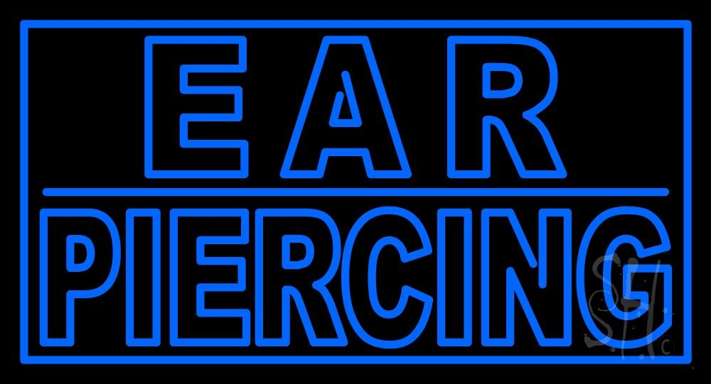 N105-1906-clear Ear Piercing Clear Backing Neon Sign - Blue - 20 in. Tall x 37 in. Wide