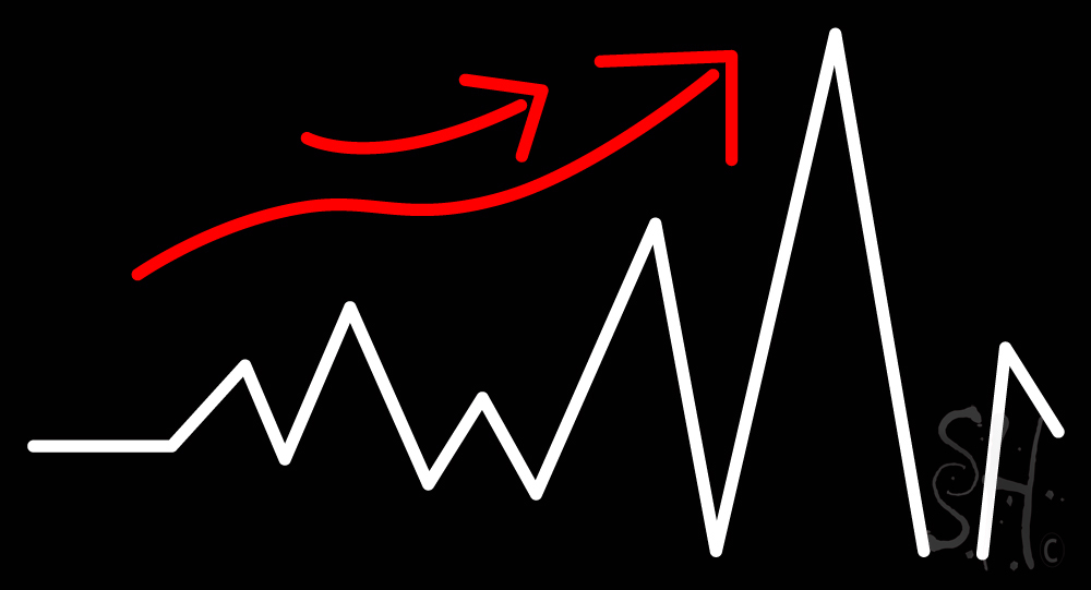 N105-19609-clear Raising Pulse Wave Clear Backing Neon Sign - Red & White - 20 in. Tall x 37 in. Wide