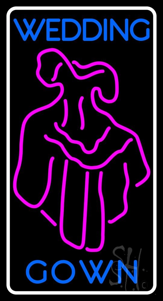 N105-5548-clear White Border Wedding Gown Logo Clear Backing Neon Sign - White, Pink & Blue - 37 in. Tall x 20 in. Wide