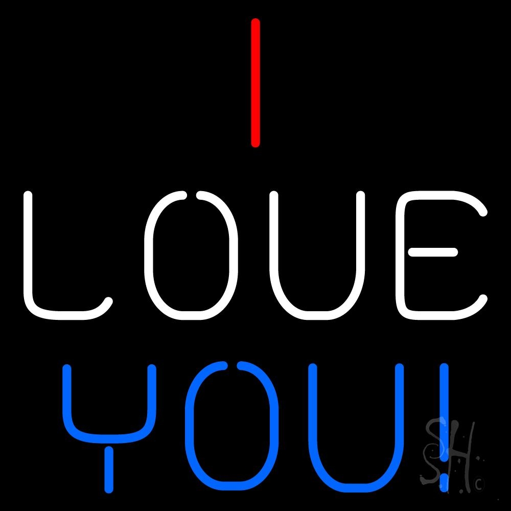 N105-1827-clear Simple I Love You Clear Backing Neon Sign - Red, White & Blue - 24 in. Tall x 24 in. Wide