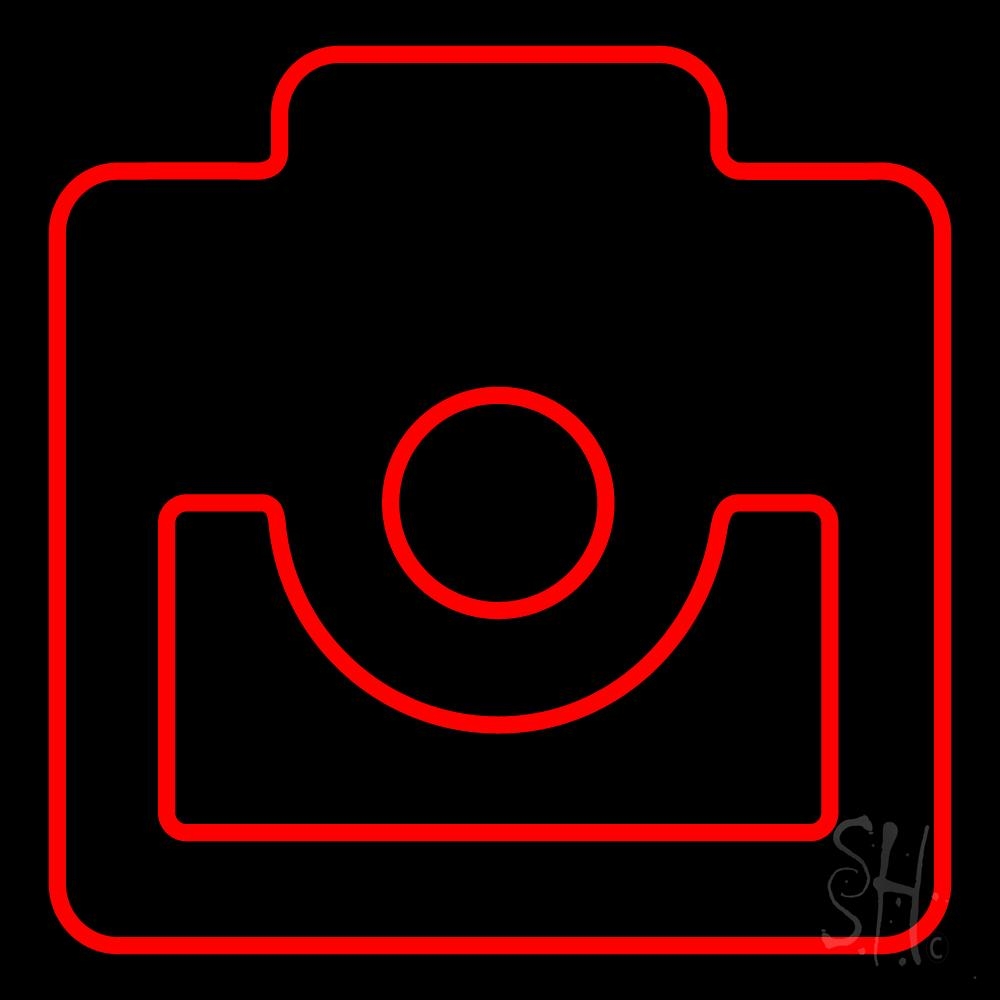 Camera Logo 1 Clear Backing Neon Sign - Red - 24 in. Tall x 24 in. Wide