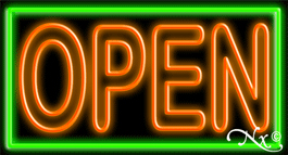 N100-06377-clear Double Stroke Pink Open with Aqua Border Clear Backing Neon Sign - Pink & Turquoise - 20 in. Tall x 37 in. Wide