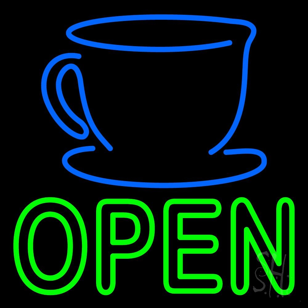 N105-1026-clear Double Stroke Open Glass Clear Backing Neon Sign - Blue & Green - 24 in. Tall x 24 in. Wide