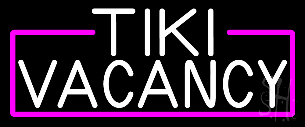 N105-16357-clear White Tiki Vacancy Clear Backing Neon Sign - White & Pink - 10 in. Tall x 24 in. Wide