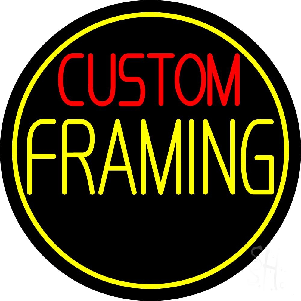 N105-6667-clear Red Custom Yellow Framing with Circle Clear Backing Neon Sign - Yellow & Red - 26 in. Tall x 26 in. Wide