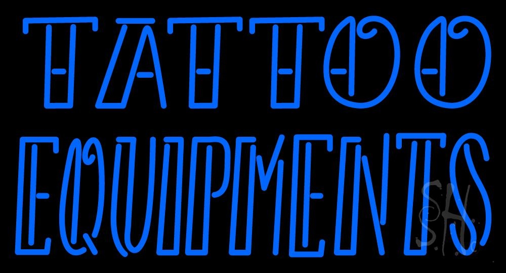 N105-1904-clear Double Stroke Tattoo Equipments Clear Backing Neon Sign - Blue - 20 in. Tall x 37 in. Wide