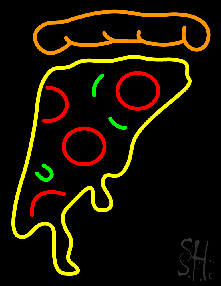 Pizza Slice Clear Backing Neon Sign - Multi Color - 31 in. Tall x 24 in. Wide