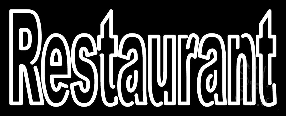 N105-1954-clear Double Stroke Restaurant Clear Backing Neon Sign - White - 13 in. Tall x 32 in. Wide