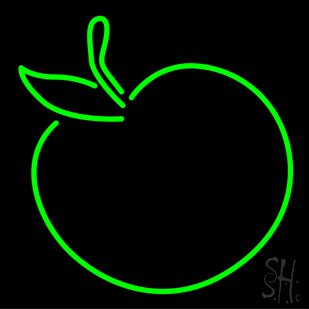 Apple Clear Backing Neon Sign - Green - 24 in. Tall x 24 in. Wide