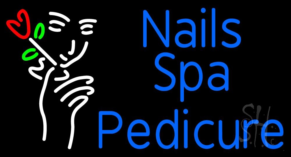 N105-2921-clear Nails Spa Pedicure Clear Backing Neon Sign - Red, White, Green & Blue - 20 in. Tall x 37 in. Wide