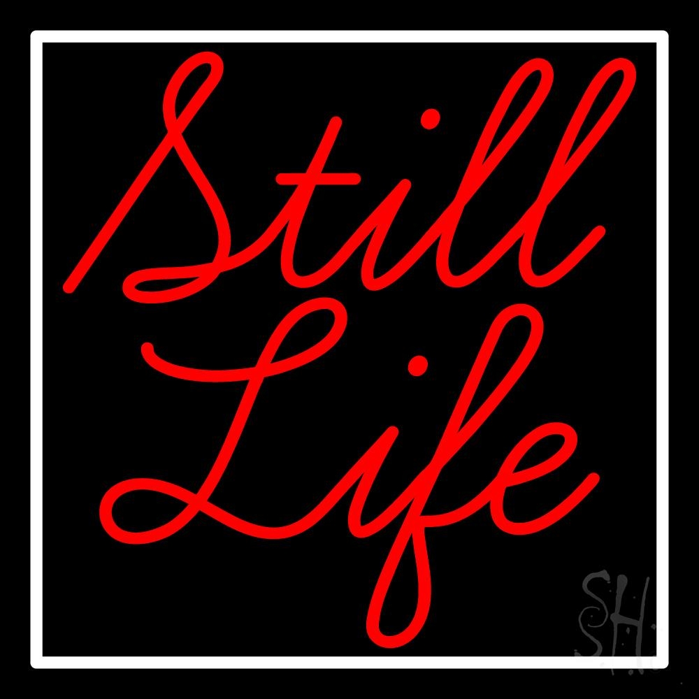N105-6706-clear Still Life with White Border Clear Backing Neon Sign - Red & White - 24 in. Tall x 24 in. Wide
