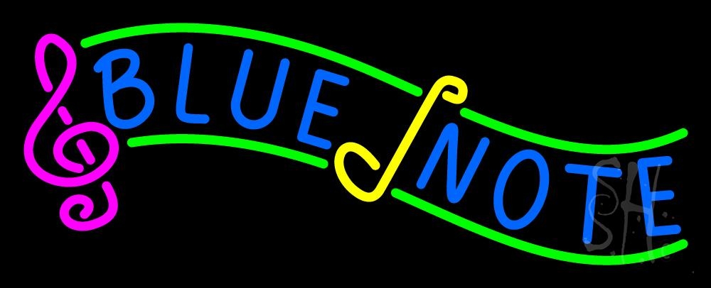 N105-6801-clear Blue Note 2 Clear Backing Neon Sign - Green, Blue, Yellow & Pink - 13 in. Tall x 32 in. Wide
