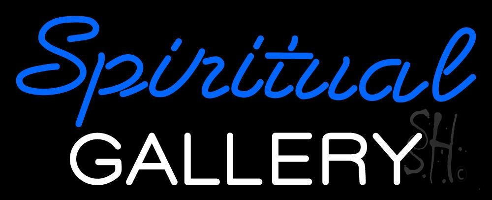 N105-6827-clear Blue Spritual White Gallery Clear Backing Neon Sign - Blue & White - 13 in. Tall x 32 in. Wide
