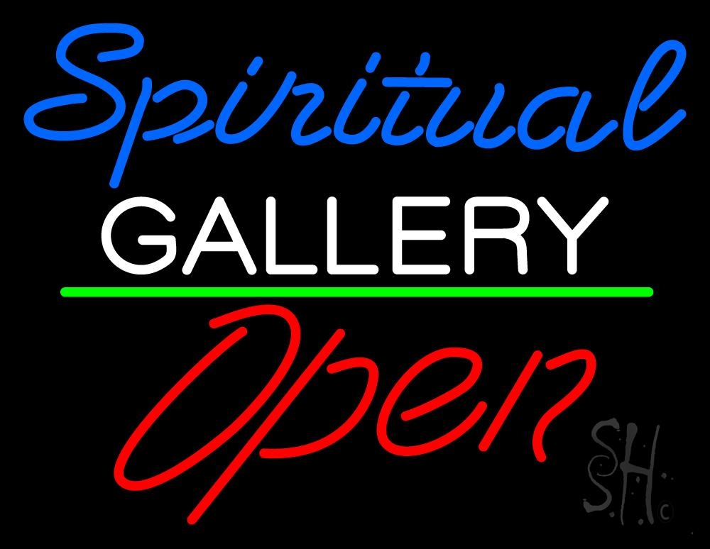 Blue Spritual White Gallery with Open 2 Clear Backing Neon Sign - Blue, White, Red & Green - 24 in. Tall x 31 in. Wide