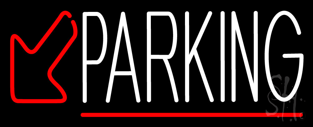 N105-3129-clear Double Stroke Parking with Down Arrow Clear Backing Neon Sign - Red & White - 13 in. Tall x 32 in. Wide