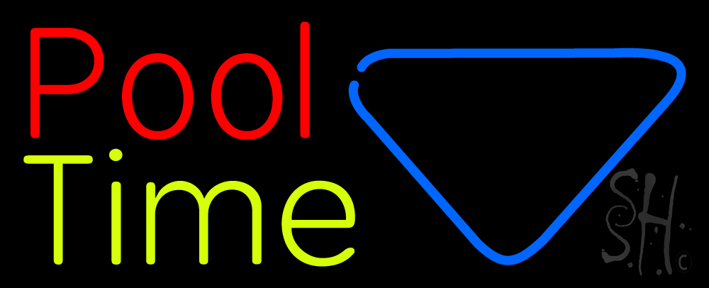 Double Stroke Pool Time with Billiard Clear Backing Neon Sign - Blue, Red & White - 13 in. Tall x 32 in. Wide