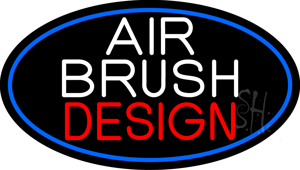 White Air Brush Design with Blue Border Clear Backing Neon Sign - White, Red & Blue - 17 in. Tall x 30 in. Wide